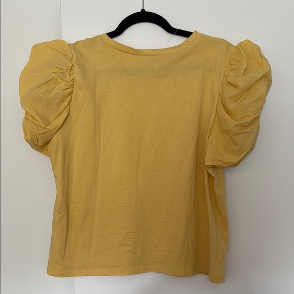 Zara Women's Yellow Puffed Short Sleeve Top Size Large EUC - Picture 2 of 5